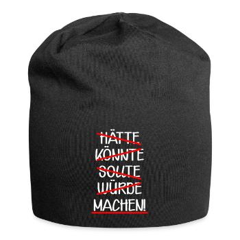 MACHEN Schlagwort Entscheidungen treffen Taten - Jersey-Beanie - Schwarz - Vorne