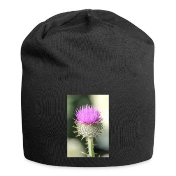 cotton thistle also Scotch or Scottish thistle - Jersey Beanie - black - Front