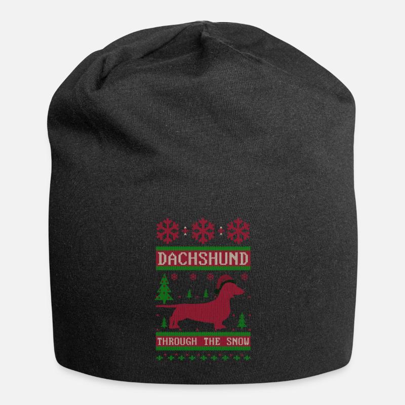 christmas dachshund dachshund - Jersey Beanie - black