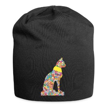 Cat Flower Pharaohs Ancient - Jersey Beanie - black - Front