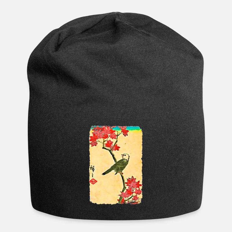 Utagawa Hiroshige Oiseau à tête blanche sur érable - Bonnet en jersey - noir