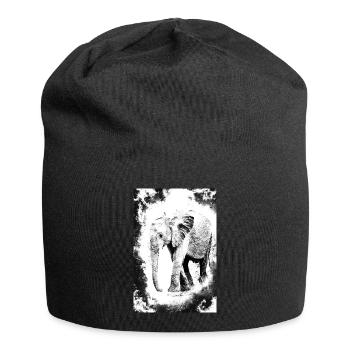 elephant in black and white - Jersey Beanie - black - Front