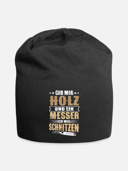 Schnitzen Holz - Jersey-Beanie - Schwarz