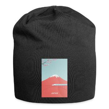 Japanische Berglandschaft mit Shinkansen - Jersey-Beanie - Schwarz - Vorne