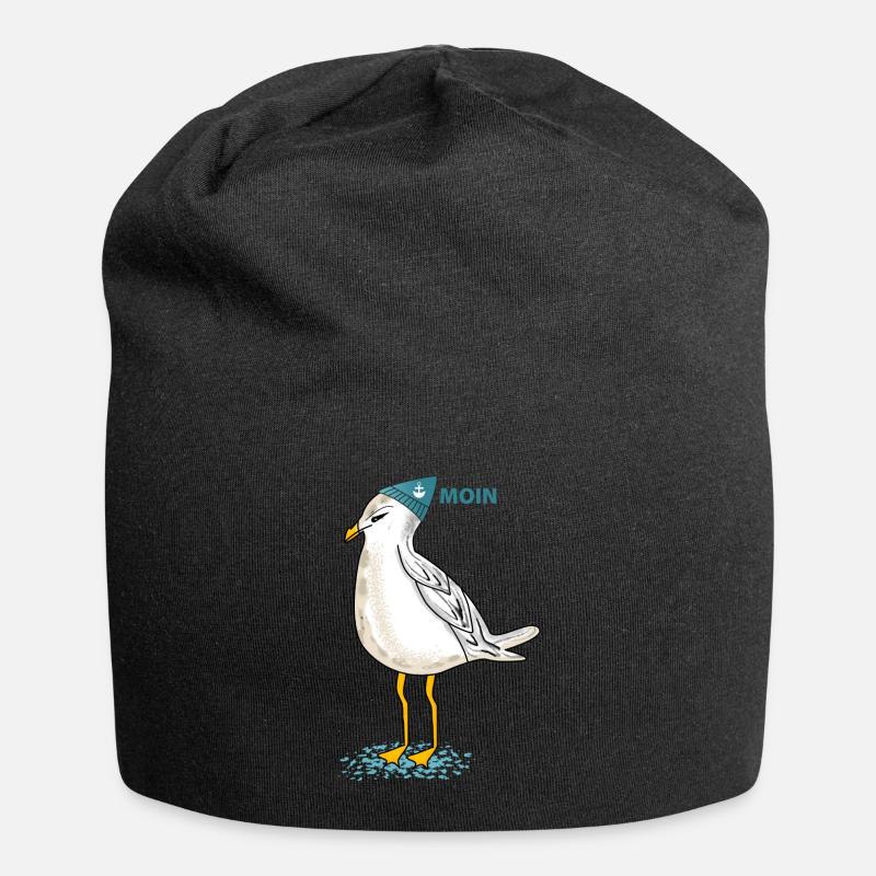 Möwe (b) - Jersey-Beanie - Schwarz