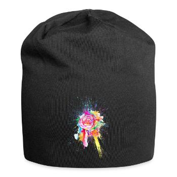 Rose Blume Flower Color Splash - Jersey Beanie - black - Front