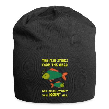The fish stinks from the head. Fisch stinkt Kopf - Jersey-Beanie - Schwarz - Vorne