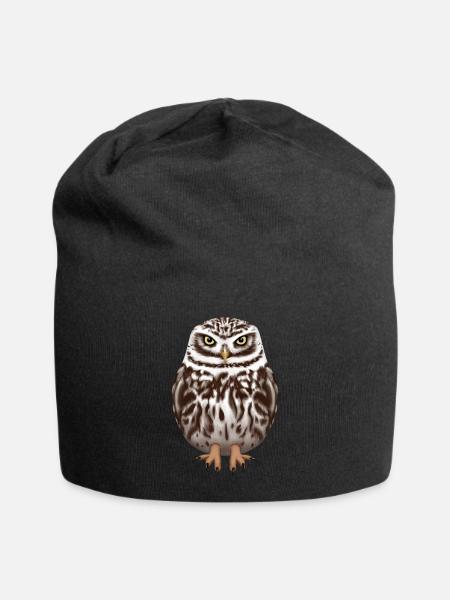 Little owl owl - Jersey Beanie - black
