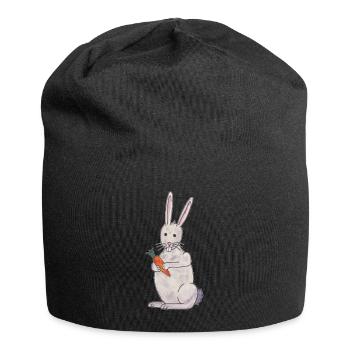cute rabbit rabbit with carrot - Jersey Beanie - black - Front