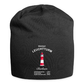 Insel Borkum, Wahrzeichen Kleiner Leuchtturm - Jersey-Beanie - Schwarz - Vorne