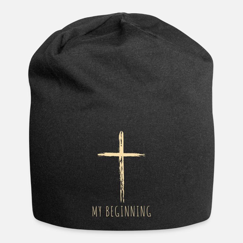 My Beginning - Christlich Kreuz Geschenk - Jersey-Beanie - Schwarz