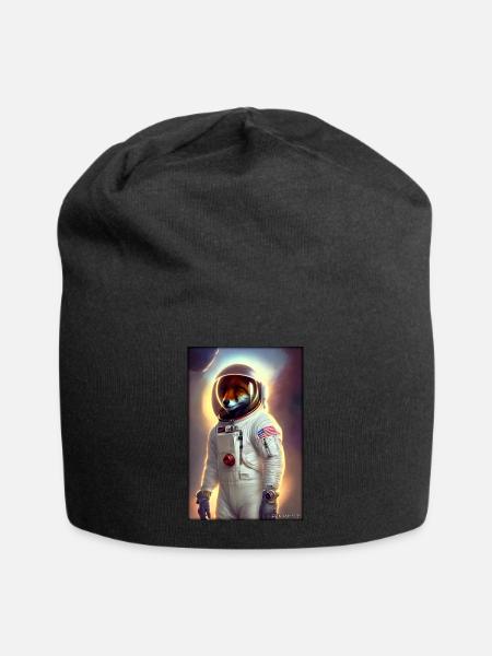 Fox Wildlife Astronaut Future Sci-Fi Technology - Jersey Beanie - black