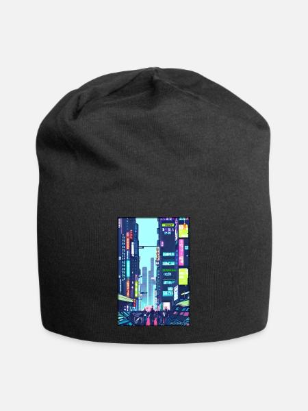 Tokyo City City Cyber Punk Future Sci-Fi Asia - Jersey Beanie - black