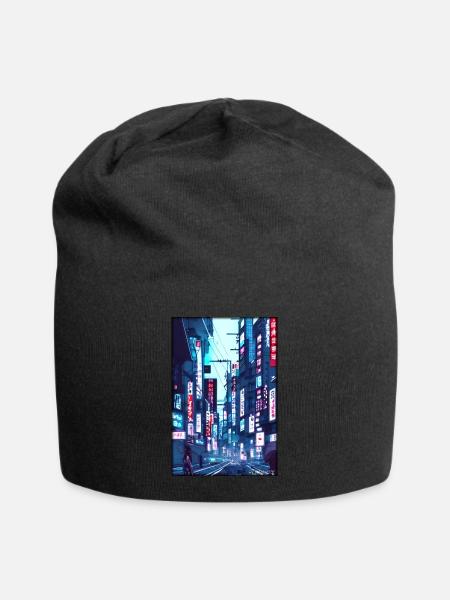 Tokyo City Stadt Cyber Punk Zukunft Sci-Fi Asien - Jersey-Beanie - Schwarz