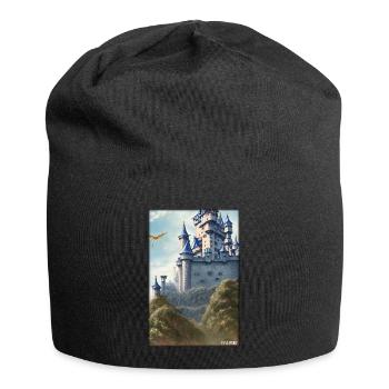 Schloss Burg Festung Architektur Landschaft - Jersey-Beanie - Schwarz - Vorne
