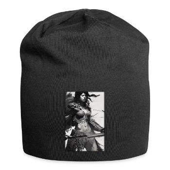 Warrior Woman Sword Vintage Black White - Jersey Beanie - black - Front