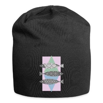 Des poissons - Bonnet en jersey - noir - Devant