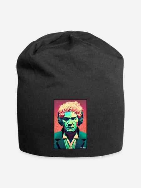 Ludwig van Beethoven DJ Kopfhörer Musik Party - Jersey-Beanie - Schwarz
