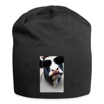 Kuh Sonnenbrille Tierwelt Bauernhof Milchkuh - Jersey-Beanie - Schwarz - Vorne