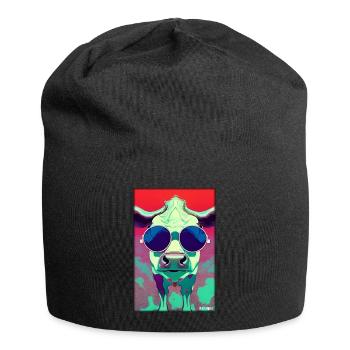 Kuh Sonnenbrille Tierwelt Bauernhof Milchkuh - Jersey-Beanie - Schwarz - Vorne