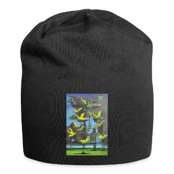 Enten im Baum - Jersey-Beanie - Schwarz - Vorne