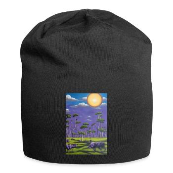 Wolf am Horizont - Jersey-Beanie - Schwarz - Vorne