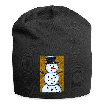 Snowman Snow Winter Christmas Advent - Jersey Beanie - black - Front