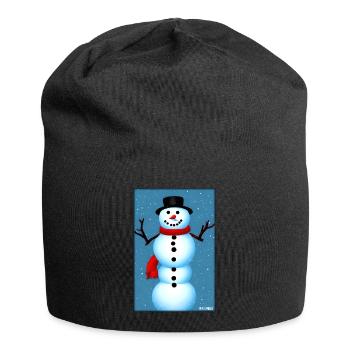Snowman Snow Winter Christmas Advent - Jersey Beanie - black - Front