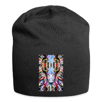 Taureau de Camargue peinture abstraite - Bonnet en jersey - noir - Devant