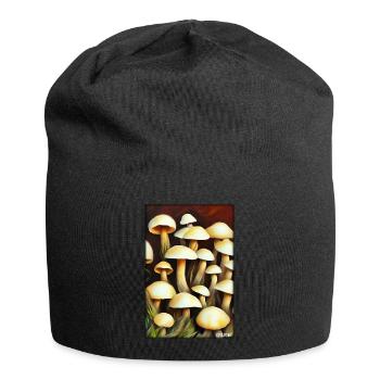 Pilze Wald Natur Herbst Naturliebe Wandern - Jersey-Beanie - Schwarz - Vorne