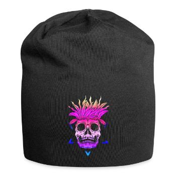 Squelette Squelette Os de patineur Tête de squelette de crâne - Bonnet en jersey - noir - Devant