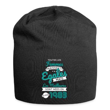 Anniversaire 40 ans - Meilleures nées Février 1983 - Bonnet en jersey - noir - Devant