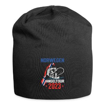 Norwegen Angeltour 2023 Angelurlaub Norwegen 2023 - Jersey-Beanie - Schwarz - Vorne