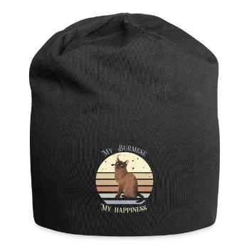 Logo rétro avec un chat "Burmese" - Bonnet en jersey - noir - Devant