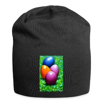 Easter Egg Easter Colorful Eggs Holiday - Jersey Beanie - black - Front