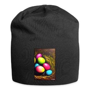 Easter Egg Easter Colorful Eggs Holiday - Jersey Beanie - black - Front