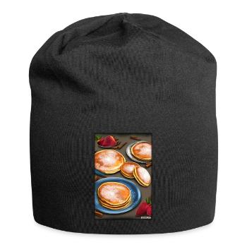 Pfannkuchen Frühstück Lecker Essen Backen Speise - Jersey-Beanie - Schwarz - Vorne