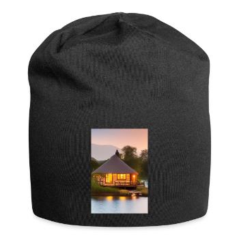 Charmante Hütte am See - Jersey-Beanie - Schwarz - Vorne