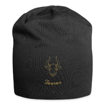 Stier - Sternzeichen - Jersey-Beanie - Schwarz - Vorne