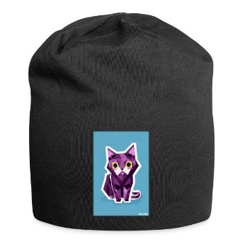 Katze Kater Polygon Tier Stubentiger Haustier - Jersey-Beanie - Schwarz - Vorne