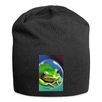Frosch in einer Blase - Jersey-Beanie - Schwarz - Vorne