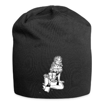 Fesches Dirndl // Volksfest // Illustration - Jersey Beanie - black - Front