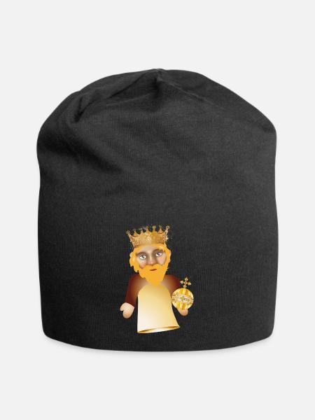 Der König mit Krone als Puppen Theater Figur - Jersey-Beanie - Schwarz
