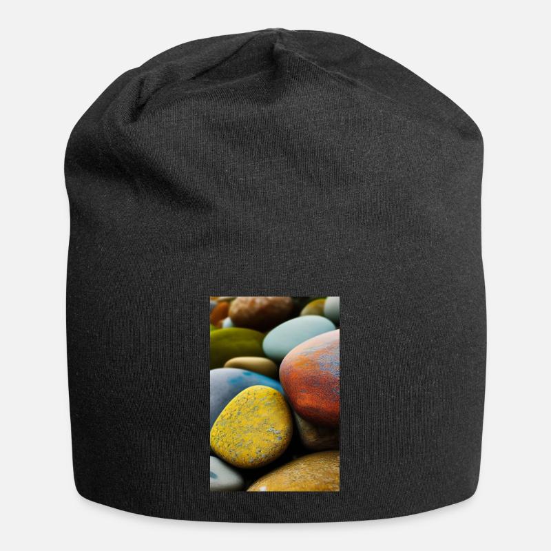 Bunte Steine - Jersey-Beanie - Schwarz