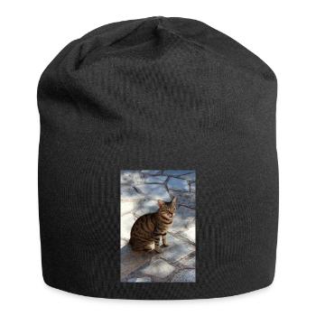 Katze Kätzchen - Jersey-Beanie - Schwarz - Vorne