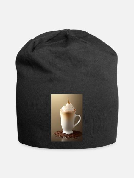 Kaffee, Kaffeebohnen - Jersey-Beanie - Schwarz