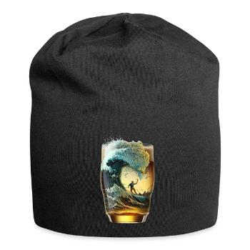 Beer Glass Surfer Rides Beer Wave - Jersey Beanie - black - Front