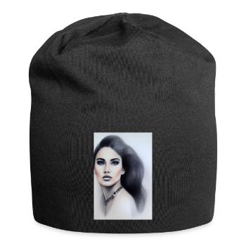 Femme avec des bijoux - Bonnet en jersey - noir - Devant