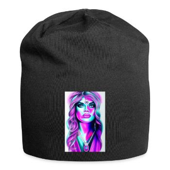 Femme avec des bijoux - Bonnet en jersey - noir - Devant