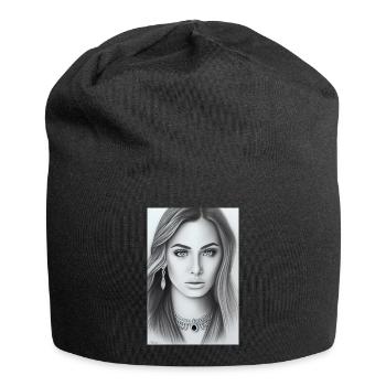 Femme avec des bijoux - Bonnet en jersey - noir - Devant